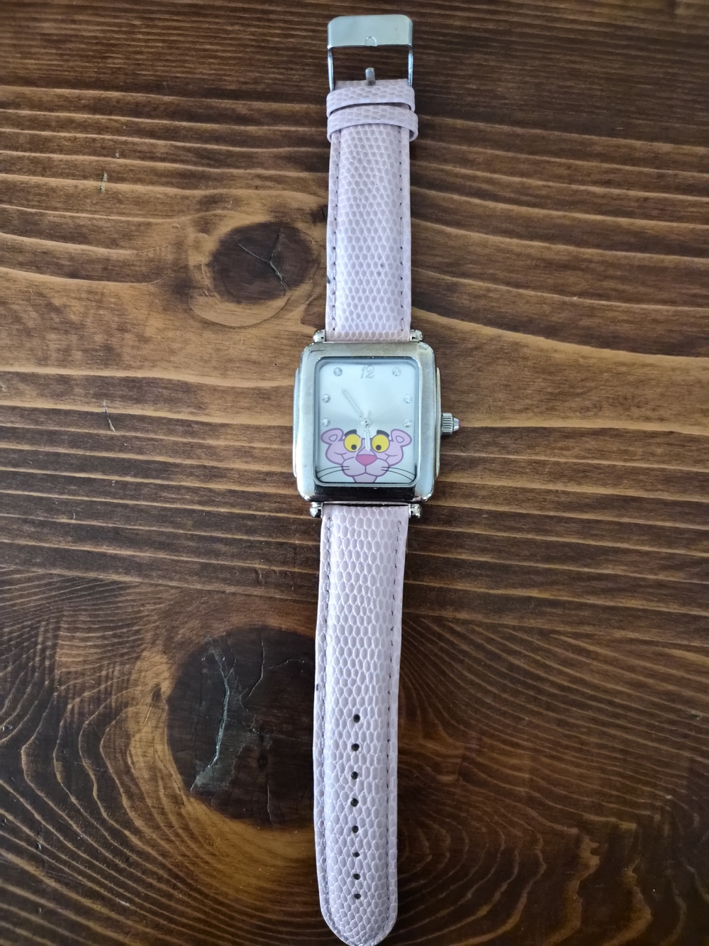 Vintage Novelty Watch with Pink Panther Dial Along W/ Rhinestones New Batteries